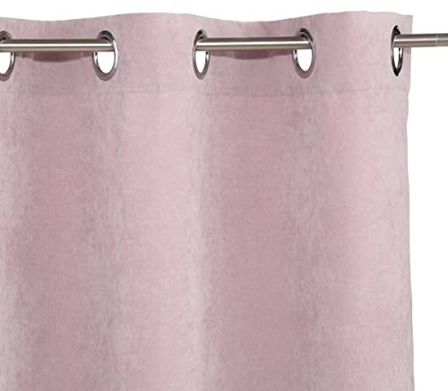 HomeMaison Rideau à œillets Effet suédine Vieux Rose 140 x 260 cm - Atmosphera