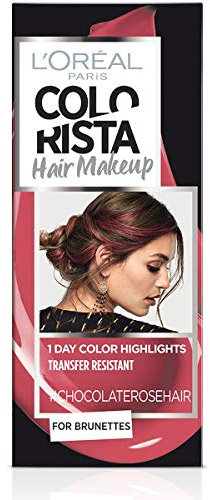 L'Oréal Paris Colorista Hair Makeup Colorazione Temporanea 1 Giorno per Ciocche e Punte, Tinta per Capelli Castani, Meches Rosa Cioccolato, 30 ml