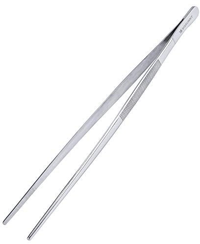 MSY BIGSUNNY Pince à épiler de nourriture d'acier inoxydable, pinces dentelées de précision de nourriture de bouts, 12 pouces(30 cm)