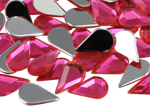 Acryl-Strasssteine in Tropfenform mit flacher Rückseite, Kunststoff, Edelsteine für Schmuckherstellung, Kostüme, Schmuck, Cosplay, Kartenherstellung, Verzierungen, Handwerk, 100 Stück (Rosa H114)