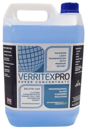 VerritexPro Concentrated Glass Greenhouse Cleaner, Conservatory Cleaner, Greenhouse Cleaner As Used By The Professionals for Window Cleaning, Conservatory Roof Cleaner, 5Ltr (5ltrs)