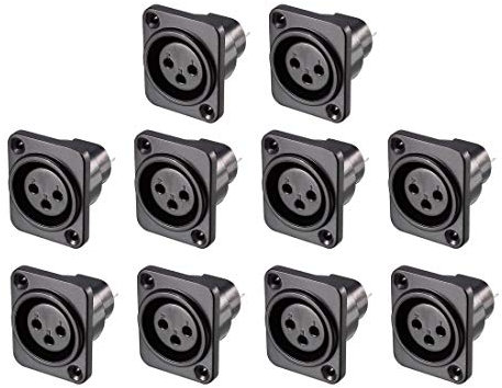 sourcing map 3-Pin XLR Female Jack Panel Mount for Microphone Connector Adapter Converter Audio Speaker Twist Lock 10Pcs YL3063
