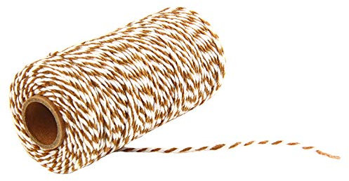 MoreChioce 100 Meter Bastelschnur 2 mm Drehkordel Baumwolle Bakers Twine Makramee Kordelschnur Garten Kordel Baumwollschnur DIY Bastelgarn Dekoration Handwerk Schnur,Braun + Weiß