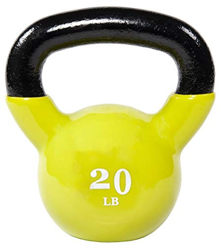Fitvids All-Purpose Color Vinyl Coated Kettlebell, 5-50 Pounds, Yellow