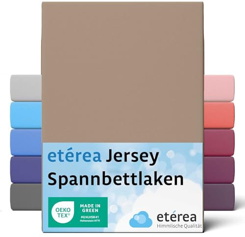 etérea Jersey Spannbettlaken 100x200cm - 120x200cm Taupe bis 25 cm Höhe - 100% Baumwolle Spannbetttuch Oekotex - Bed Sheets Leintuch Bettbezug - Bettlaken 100x200 cm - 120x200 cm - Braun