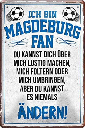 schilderkreis24 - Blechschilder ICH Bin MAGDEBURG Fan Metallschild für Fußball Begeisterte Geschenkidee 20x30 cm