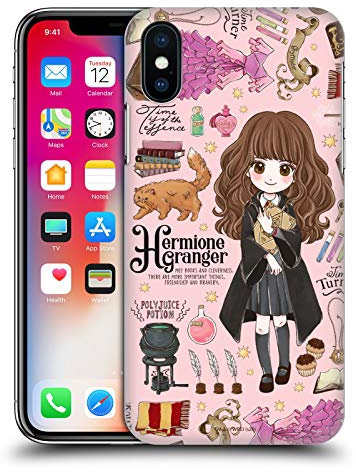 Head Case Designs Officially Licensed Harry Potter Hermione Pattern Deathly Hallows XXXVII Hard Back Case Compatible With Apple iPhone X/iPhone XS