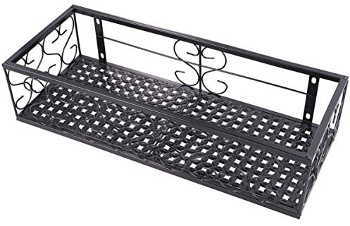 Hemoton Portavaso di Fiori Ferro Arte Rettangolare Cesti Appesi Vasi da Giardino Fioriere Secchio di Metallo per Patio Balcone Recinzione del Portico 50X20x12cm