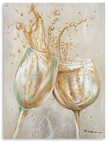 ATELIYISHU Canvas Wall Art Wine Glass Picture Decor Rustic Wine Bar 12X16 Modern Abstract Painting