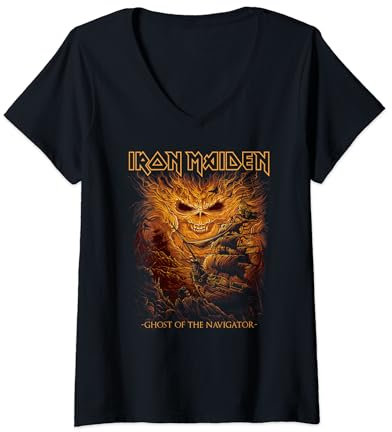 Womens Iron Maiden - Ghost of the Navigator V-Neck T-Shirt