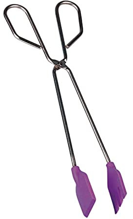 Tenacilla inox con punta de silicona de 30 cm. Tenaza de acero inoxidable. Pinzas para parrilla punta de silicona.