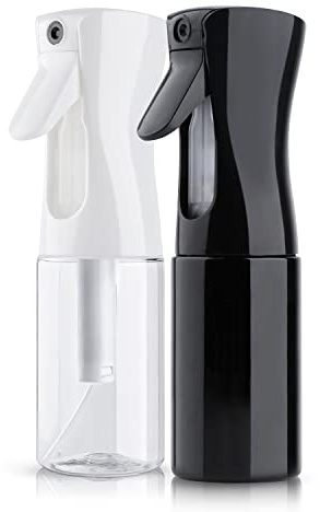 TANSHINE Continuous Spray Bottle Plant Accessories Cleaning Supplies Water Spray Bottle for Hair Fine Mist 2Pcs 6.8oz/200ml(Clear&Black)