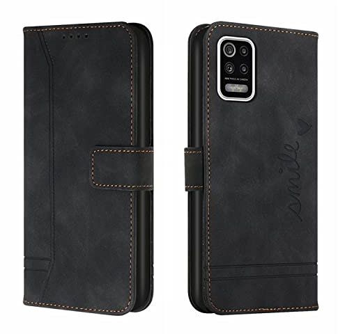 QIWEIQING Kompatibel für LG K42 Hülle Premium Leder PU Handyhülle Flip Case Wallet Lederhülle Klapphülle Klappbar Schutzhülle für LG K52 5G / K42 / K62 Tasche Black HX