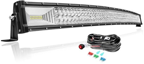 PICAA 3 Rows Gewölbt 42 Zoll LED Lightbar 540W mit Kabelbaum Kit Lichtbalken Arbeitsscheinwerfer Flutlicht Spotlight für Offroad Auto 12V 6000K Weiß