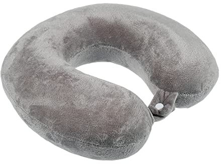 Invero Premium Memory Foam Neck Pillow - Compact and Lightweight Soft Rest Cushion Support Ideal Travel Luggage Accessory for Long Journeys, Sleeping, Camping and more - Grey