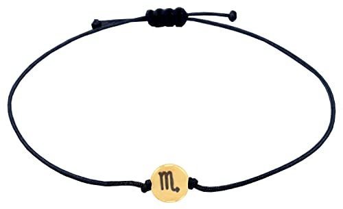 Selfmade Jewelry Armband Damen Sternzeichen Gold Größenverstellbares Makramee-Armkettchen Handgemacht Inkl. Geschenk-Verpackung (Skorpion)