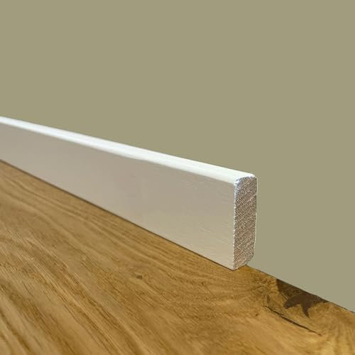96ml di BATTISCOPA Squadrato BASSO laccato bianco in legno MASSELLO 40X13 (prezzo al ML)