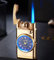 Luxus Feuerzeug aus Metall. Mit Uhr. Nachbüllbar/Refill (Gold)