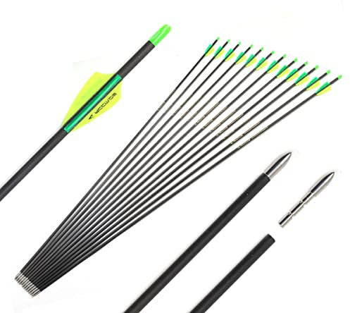ACCMOS 24St Bogenschießen Pfeil ID 4,2mm Spine 400 Gold Farbe Tags Carbon Pfeile für Recurve Bögen Compound Bogen Schießen Übungspfeile (Spine 400, 29inch)