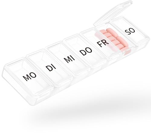 Opret Tablettenbox 7 Tage - Pillendose Tablettendose Wochenbox Pillenbox Tabletten Organizer für Medikamente Aufzubewahren