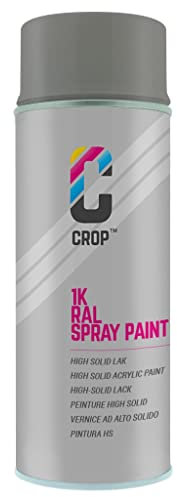 CROP Lackspray RAL 9007 Graualuminium - Hohe Deckkraft, SCHNELLE TROCKNUNG, 100% inaltérable - Auto, Motorrad & Heimwerken - Seidenglänzend - 400 ml