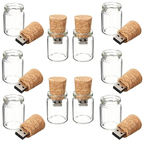 USB-Stick, 64 GB, 64 GB, aus transparentem Glas, 10 Stück