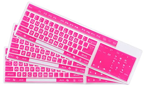PATIKIL Pc Keyboard Cover Skin Silicone Desktop Keyboard Skin Keyboard Cover for Standard Size PC Computer Desktop Keyboards 17.3x5.3 Rose Red Keyboard Cover Skin Protector 3Pcs