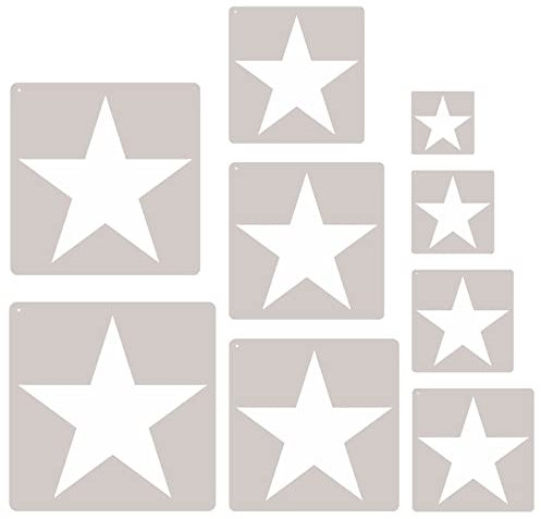 Queerelele 9 Stück Sternschablonen, Kunststoff 5 Punkt Stern Schablone Stern Schablone Wand Groß Pentagramm Schablone Sternschablonen Wand zum Malen an der Wand Fenster Heimdekoration DIY Handwerk