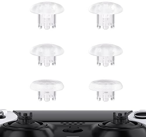 eXtremeRate Joystick pour ps5 Edge Manette, Stick Analogique Interchangeable pour ps5 Edge Controller, 6 pcs Thumbsticks, Transparent