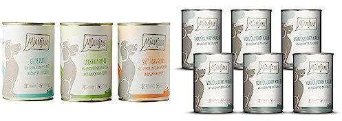 MjAMjAM - Premium Nassfutter für Hunde - Mixpaket I - Huhn & Ente & - Premium Nassfutter für Hunde - vorzügliches Kalb an gedämpfter Zucchini, 6er Pack (6 x 400 g), getreidefrei mit extra viel Fleisch