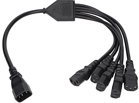 USV-PDU-Netzkabel, C14-Stecker auf 5 C13-Buchsen, Computer-zu-PDU-Stromverlängerungskabel 10 A, 250 V, IEC 320 C14-Stecker, Y-Splitter-Verlängerungskabel, 0,5 M