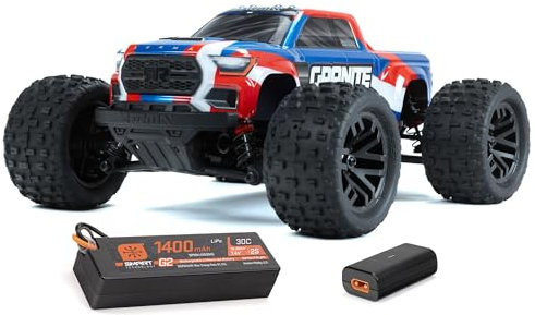 ARRMA Granite GROM Ferngesteuertes Auto, RC Auto 1/18, Bürstenmotor über 30 km/h, inkl. Akku und Ladegerät, Rot