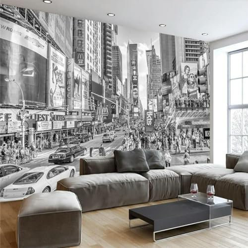ISAPEE Custom Large 3D Wallpaper European New York Street Street View Black and White Landscape Background Wall Custom Large Mural Wallpaper
