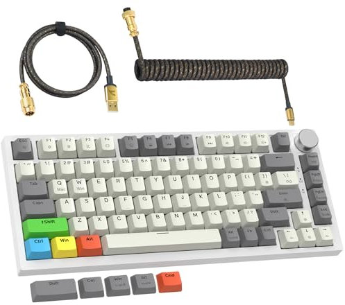 LexonElec x ATTACK SHARK K85 Magnetic Switch Mechanische Tastatur, Rapid-Trigger, Cloud Driver, LIGHTSYNC RGB-Backlit, QWERTY Gasket 75% Gaming Tastatur mit Knopf & Spiral USB C Kabel für Win/Mac-Grau