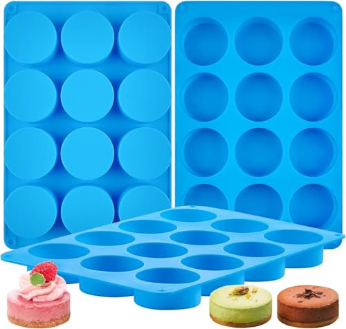 CLUEWR 3 Stück Mini Muffinform Silikon, 12 Tassen Cupcake Förmchen, Backformen für Muffins, Brownies, Kuchen, Pudding und Cupcakes
