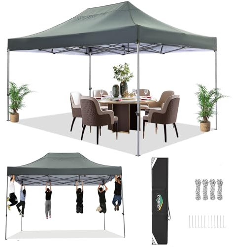 COBIZI Pavillon 3x4,5 wasserdicht stabil Winterfest 3.0, Faltpavillon 3x4,5 Gartenpavillon UV Schutz Keine Seitenwande Festival Pavillon, Grau