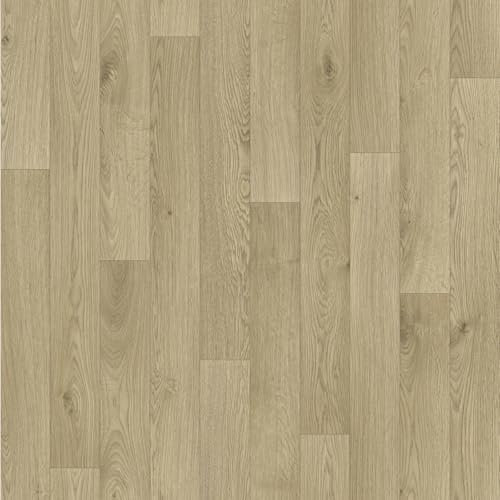 Traditional Oak Vinyl Flooring Wood Plank Effect Felt Backed Roll Lino Kitchen Bathroom (2m x 1.5m)