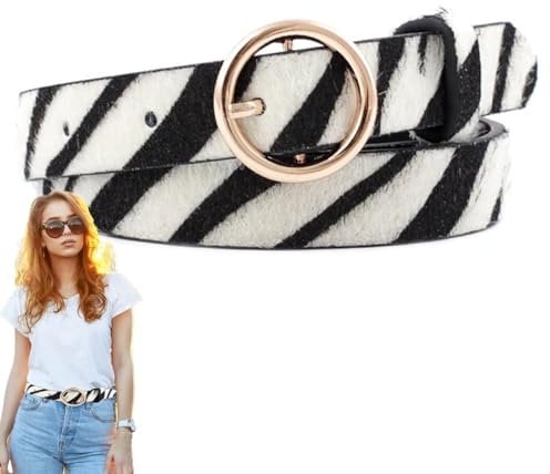 Samuliy Leopardengürtel für Damen, Kunstleder, Jeans-Gürtel, Damen, alle Jahreszeiten, modische Schnalle, dekorativer Gürtel für Denim-Hosen, Röcke, Jacken, Kleider, zebra, Refer to description