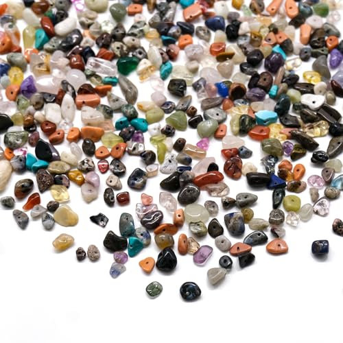 400 Stück Unregelmäßige Naturstein Perlen Perlen Zum Auffädeln Edelstein Chip Steinperlen Edelsteine Mit Loch Kristalle Steine Zum Basteln Edelsteine Schmuck, Heimdekoration, Weihnachten (Mixed)