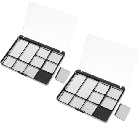 SKISUNO Leere Magnetische Lidschattenpalette 2 Stück Mit 10 Pfännchen Transparentem Deckel Robustem Material Leicht Und Schlank Für Make up Unterwegs Und Hause