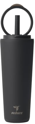 REDUCE Halo 24 oz Stainless Steel Vacuum Insulated Tumbler - Spill Proof Travel Mug with Flip Handle Lid - Keeps Drinks Cold for 32 Hrs - Dishwasher Safe - Cupholder Friendly - Phantom