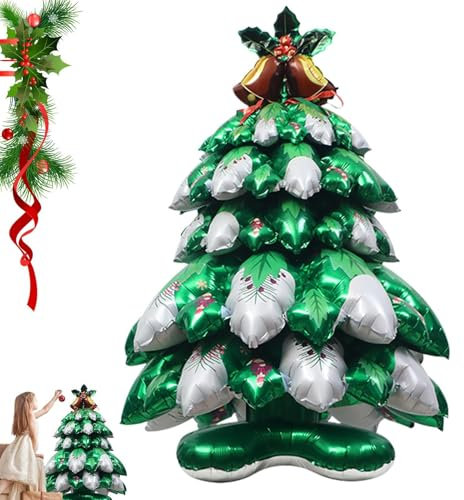 Globo de árbol de Navidad | Grandes decoraciones navideñas, globo de pie para árbol de Navidad 4D para decoraciones de Navidad y Año Nuevo
