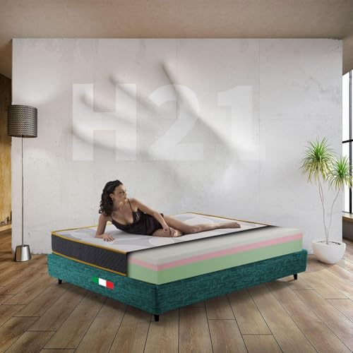 Matratze mit Memory-Schaum, King Size, 190 x 200 cm, Zonen-Matratze 21 cm, orthopädische Matratze mit 3 Schichten, antiallergische Matratze, hergestellt in Italien, Modell Equilibrium