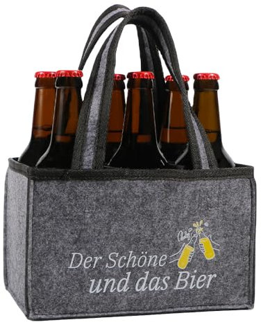 teikart Männerhandtasche, Männerhandtasche Bier, Bier Geschenke für Männer, Geschenk Mann, FlaschenträGer 6 Flaschen, Wiederverwendbare Flaschentasche, Ideal für Partys, Reisen und Picknicks