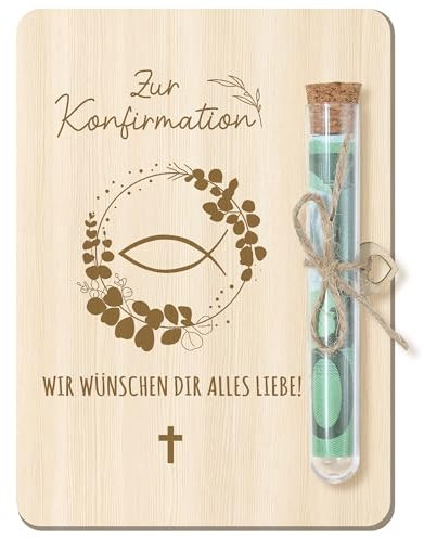 Konfirmation Geschenk, Zur Konfirmation Geldgeschenke Gutschein Verpackung mit Reagenzgläser Lustige Geldverpackung für Mädchen Jungen