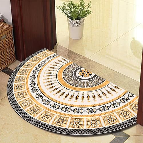 Guest Ruyunlai Waschbarer Teppich Aussen Halbrund FußMatte 50cm X 80cm Fussmatte Boho Teppich Schlafzimmer Modern gelb 625-13 Models