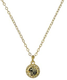 Ted Baker Soltell Solitaire Sparkle Crystal Pendant Necklace for Women (Gold/Black Diamond Crystal)