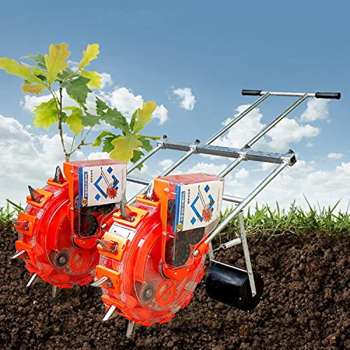 Manual Seed Dispenser with 8 Seed Plates, Double Row Seeding for Corn, Soybeans and Fertilizers - Manual Seeder for Over 20 Seed Varieties, Efficient Garden Tool