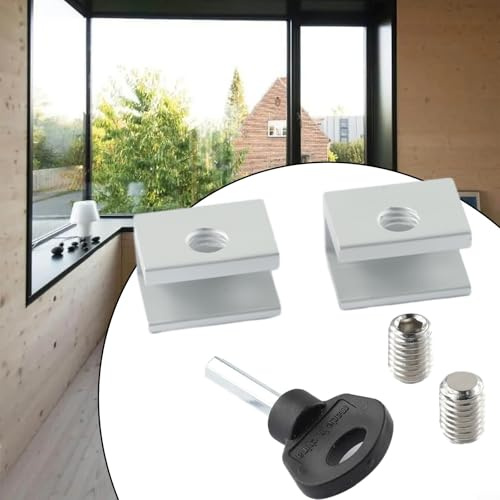 2pc Adjustable Lock Stopper Safety Locks for Sliding Windows and Doors with Vertical Key for Kids and Pets Security Antitheft Door Lock (silver)