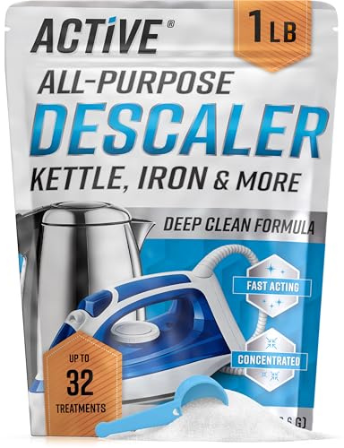 ACTIVE Appliance Descaler Limescale Remover - All-Purpose Kettle & Iron Cleaner, Heavy Duty Citric Acid for Cleaning Coffee Machine, Espresso Machines, Shower head, Bathroom Tap, Toilet - 450g Powder